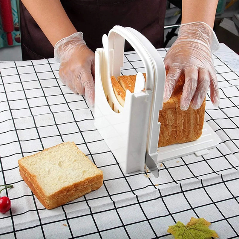 Foldable Toast Bread Slicer Adjustable Plastic Bread Cutting Tools Loaf Cheese Slicer Pastry Cutter Rack Kitchen Gadgets