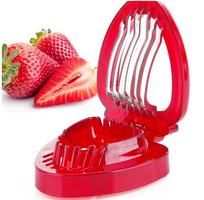 Red Strawberry Slicer Plastic Fruit Carving Tools Salad Cutter Berry Strawberry Cake Decoration Cutter Kitchen Gadgets