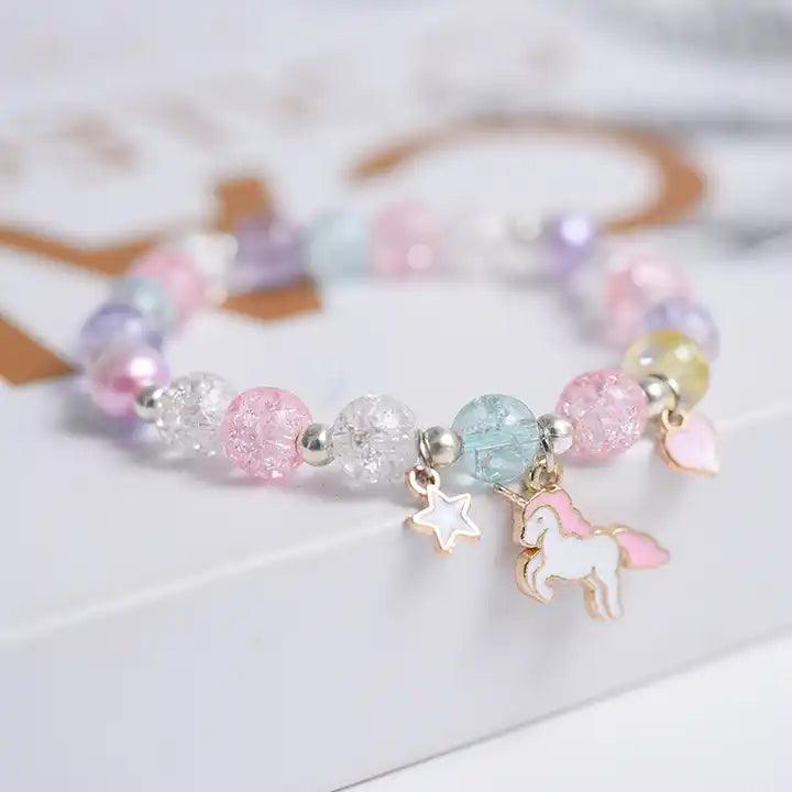 Cute Popcorn beads Bracelet Friendship Glass Bracelets For Girls Star Moon Cloud Flower