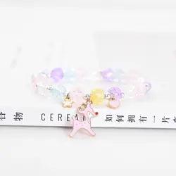 Cute Popcorn beads Bracelet Friendship Glass Bracelets For Girls Star Moon Cloud Flower