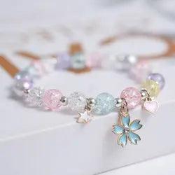 Cute Popcorn beads Bracelet Friendship Glass Bracelets For Girls Star Moon Cloud Flower