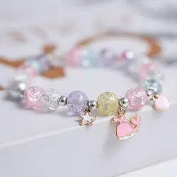 Cute Popcorn beads Bracelet Friendship Glass Bracelets For Girls Star Moon Cloud Flower