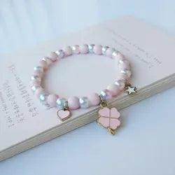 Cute Popcorn beads Bracelet Friendship Glass Bracelets For Girls Star Moon Cloud Flower